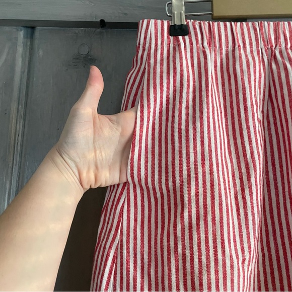 J. Crew Seersucker Stripe Linen Cotton blend Red White Skirt Size Large - Picture 6 of 9